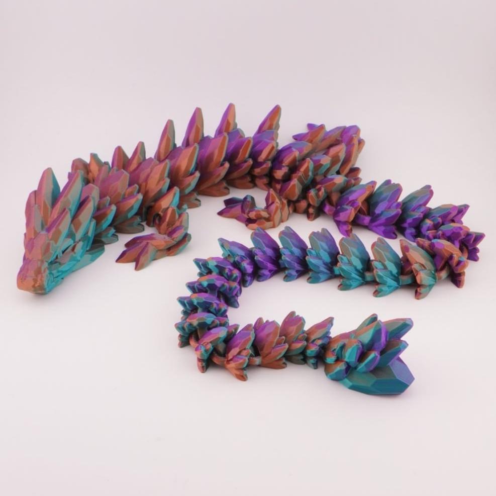 Gemstone Dragon 3D Druck 66cm Fidget Figur - Blau/Lila/Orange