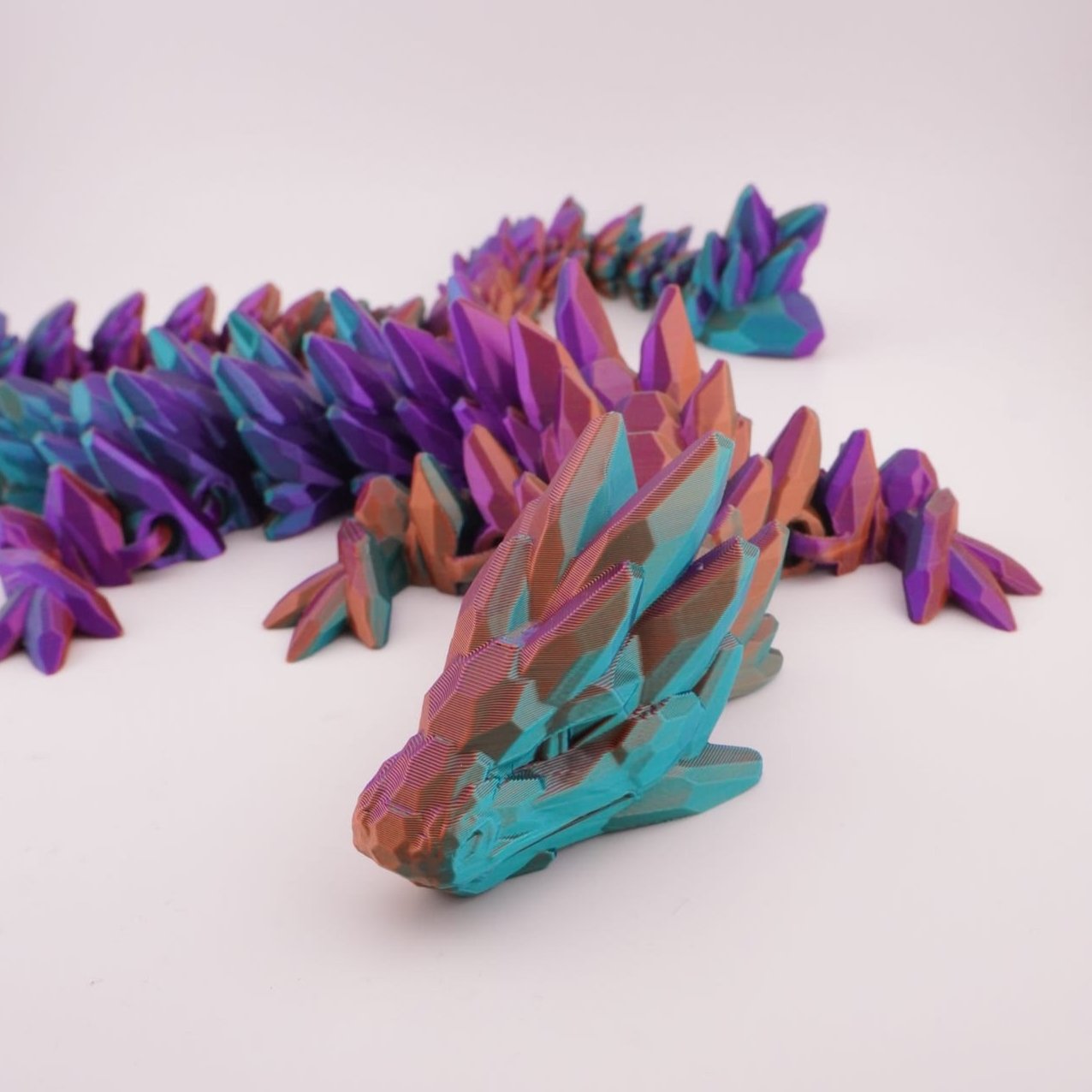 Gemstone Dragon 3D Druck 66cm Fidget Figur - Blau/Lila/Orange