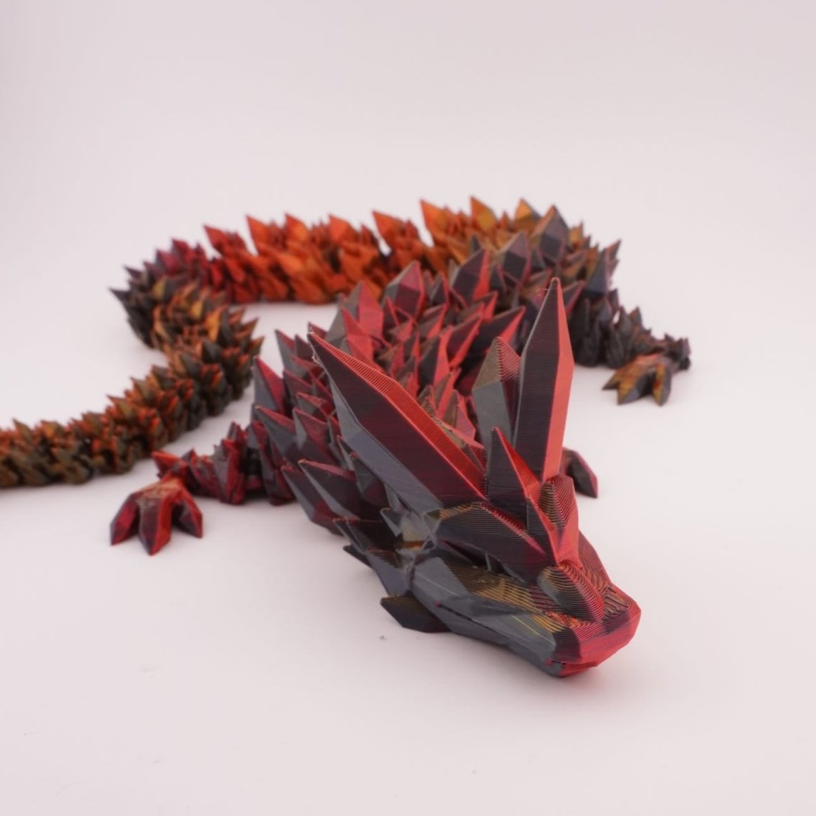 Crystal Dragon 3D Druck 55cm Fidget Figur - Schwarz/Rot/Gold