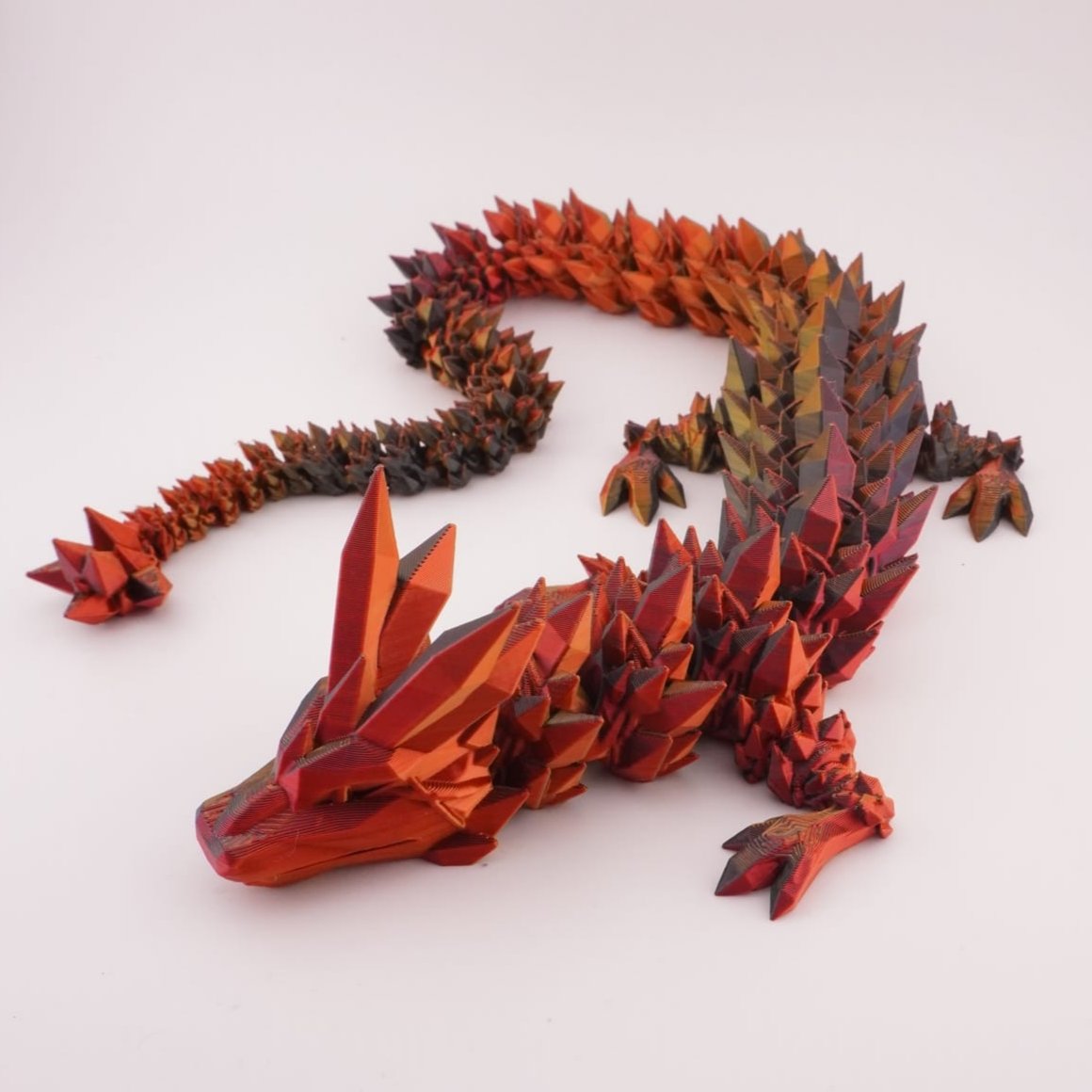 Crystal Dragon 3D Druck 55cm Fidget Figur - Schwarz/Rot/Gold