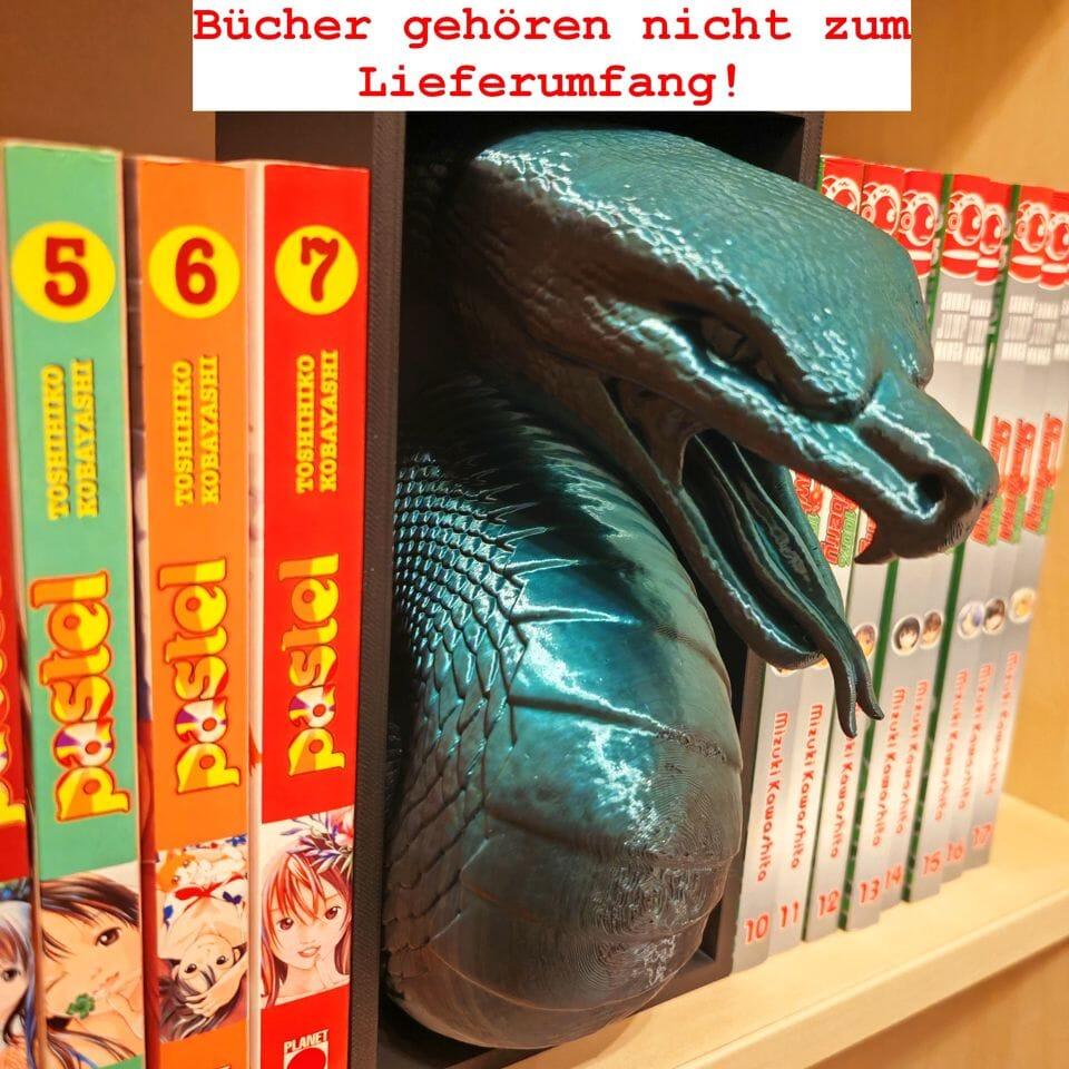 Snake Book Nook 3D Druck Bücherstütze Deko 20cm Figur