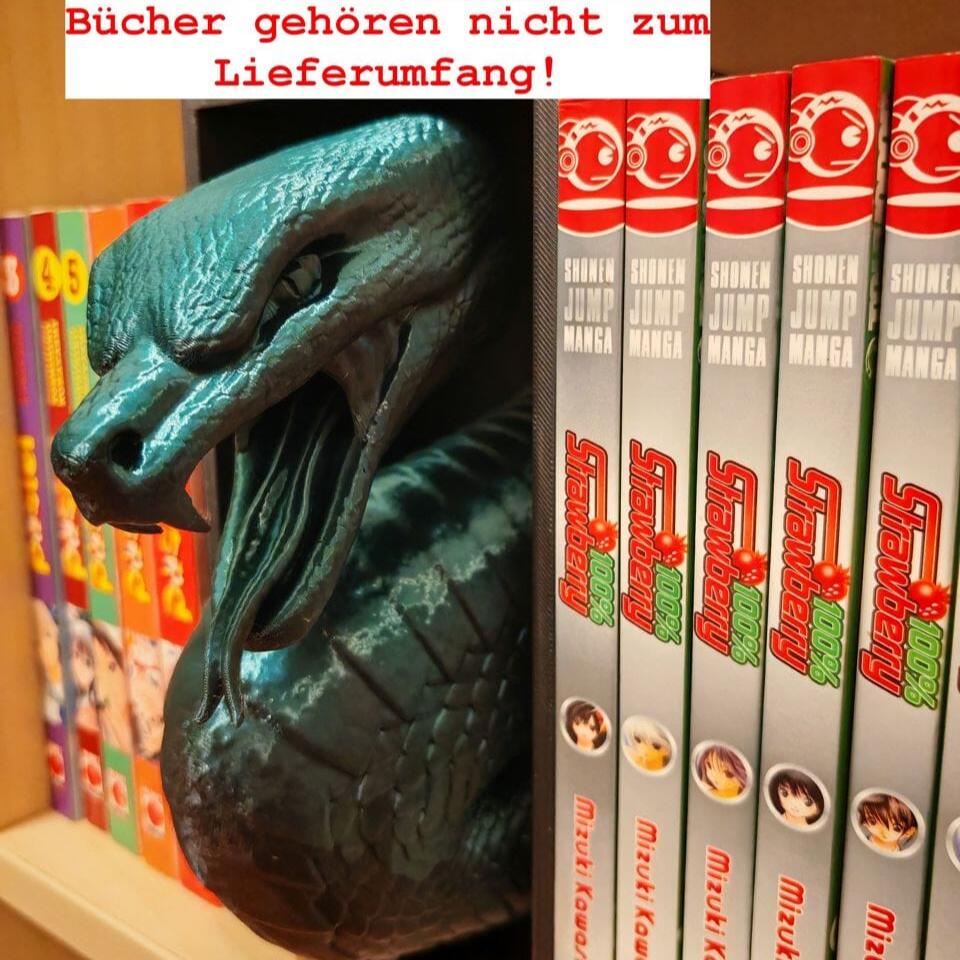 Snake Book Nook 3D Druck Bücherstütze Deko 20cm Figur